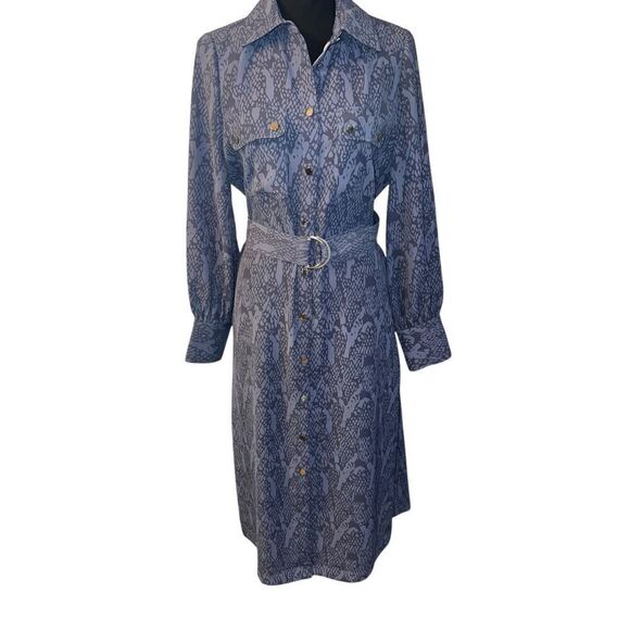 Soft Surroundings Irina Dress Blue Shirtdress Button Down Belted Size M - Picture 2 of 8